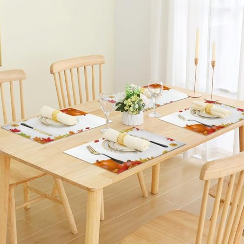 Colorful Fall Leaves Faux Leather Placemats 12 X 18 in 6-Count Q119305