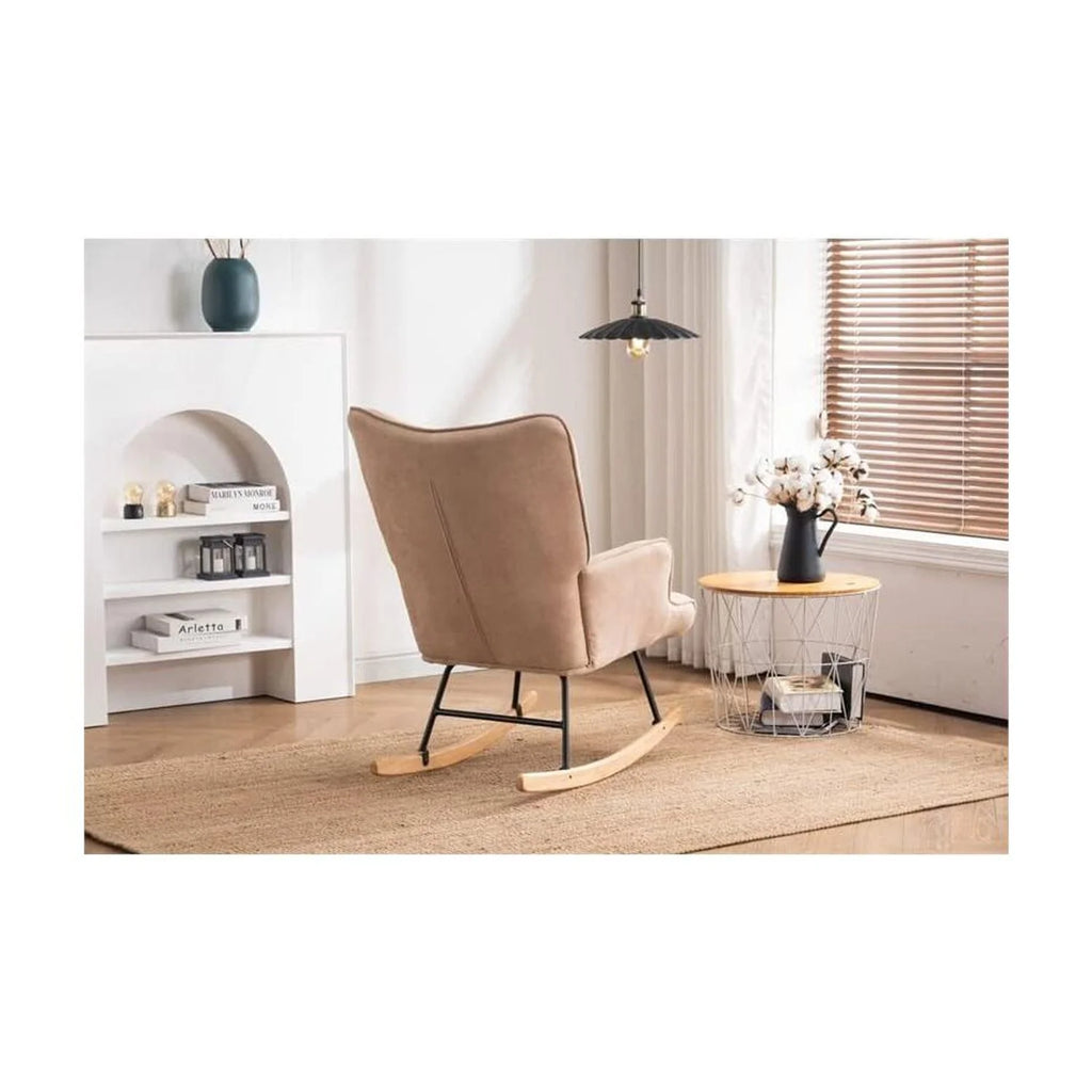 Beige Fabric Rocking Chair C219