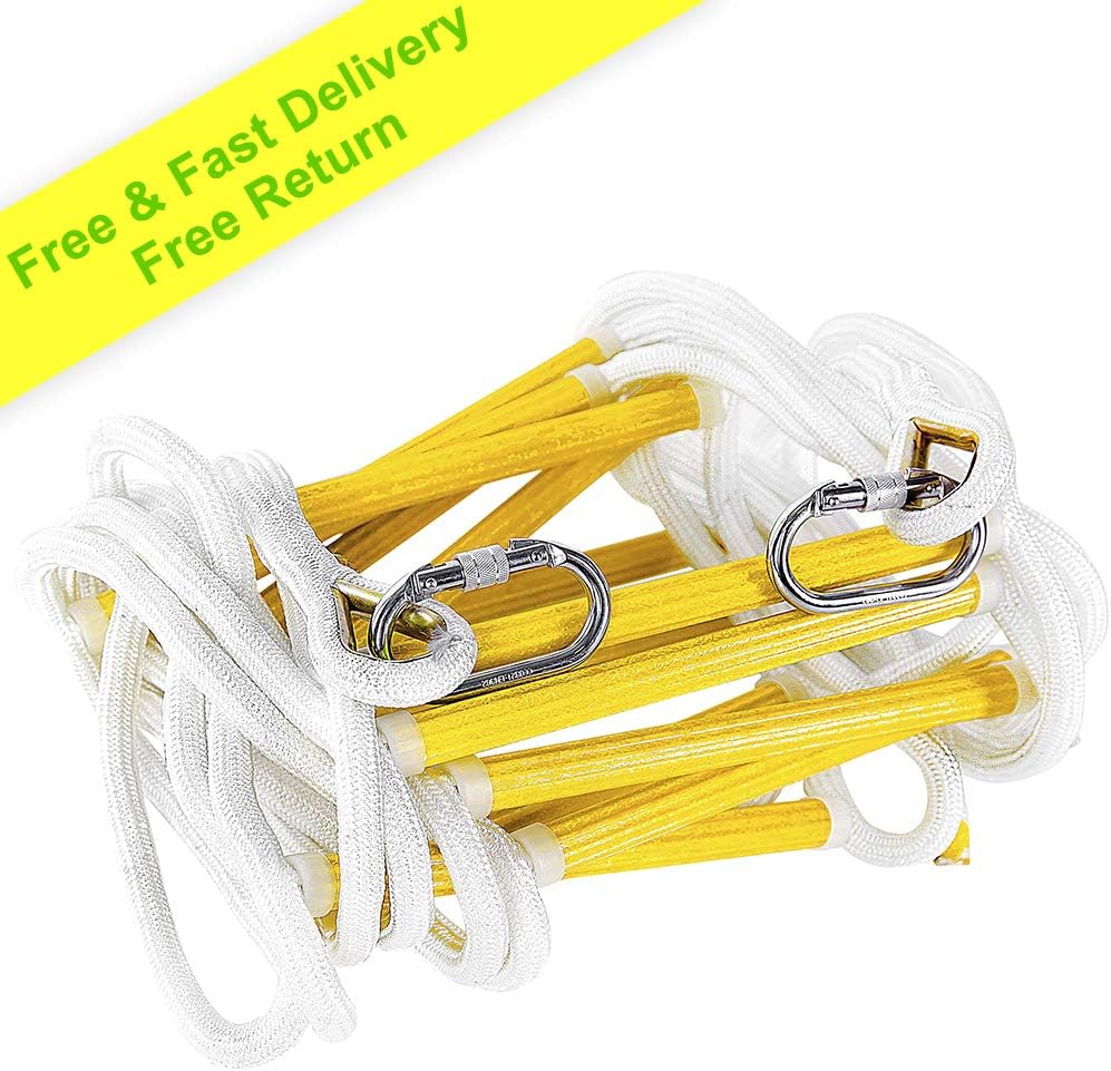 13ft Weather Resistant Fire Escape Ladder with Hooks F688