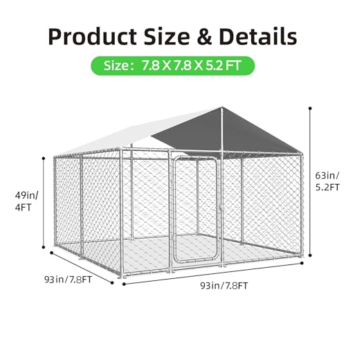 7.8x7.8 FT Heavy Duty Outdoor Dog Kennel with Waterproof UV-Resistant Cover T11009
