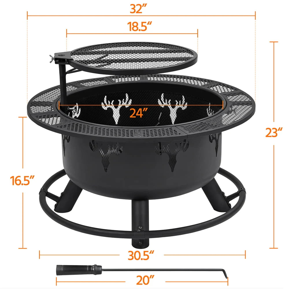 32” Round Wood Burning Fire Pit X5477