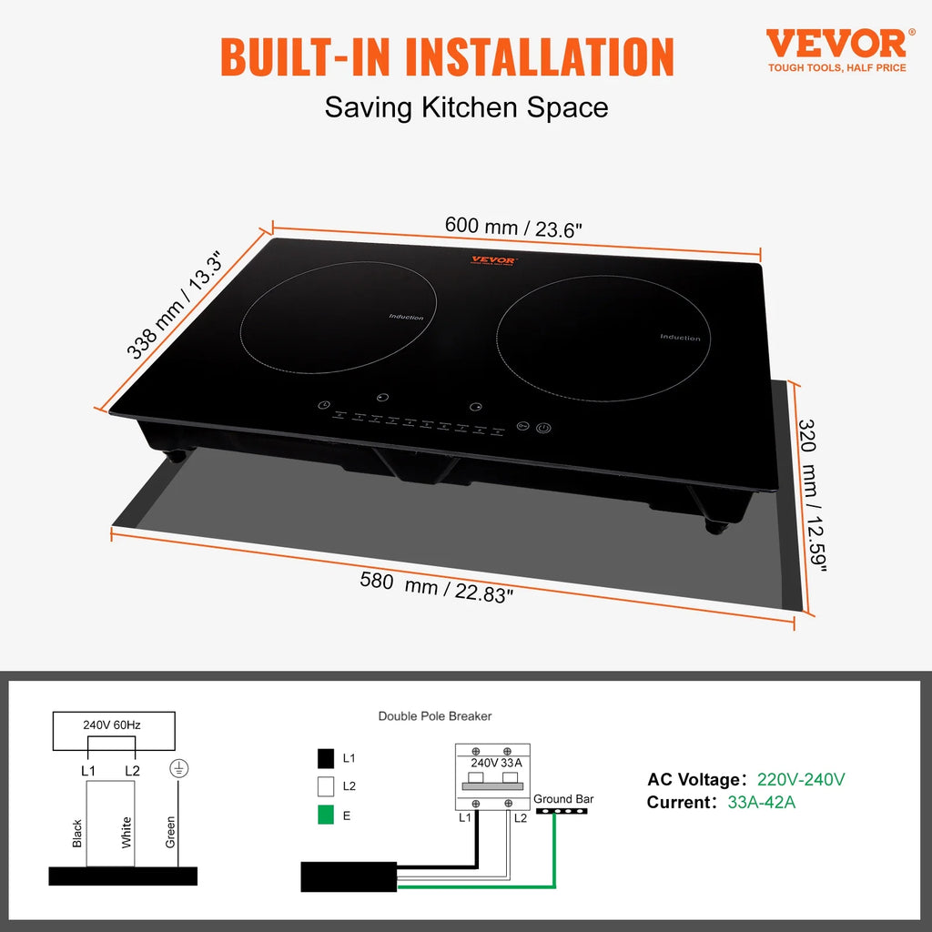 24 inch 2 Burners Ceramic Glass Electric Cooktop S6929