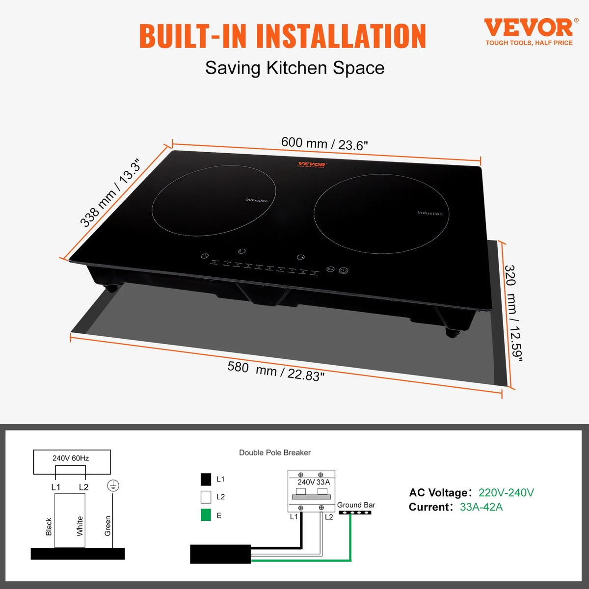 24 inch 2 Burners Ceramic Glass Electric Cooktop S6929