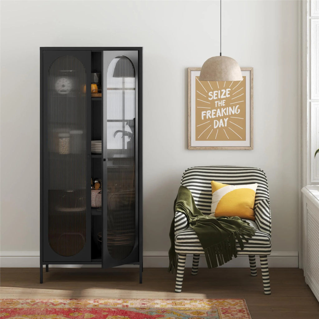 2-Door Accent Cabinet with Fluted Glass K954
