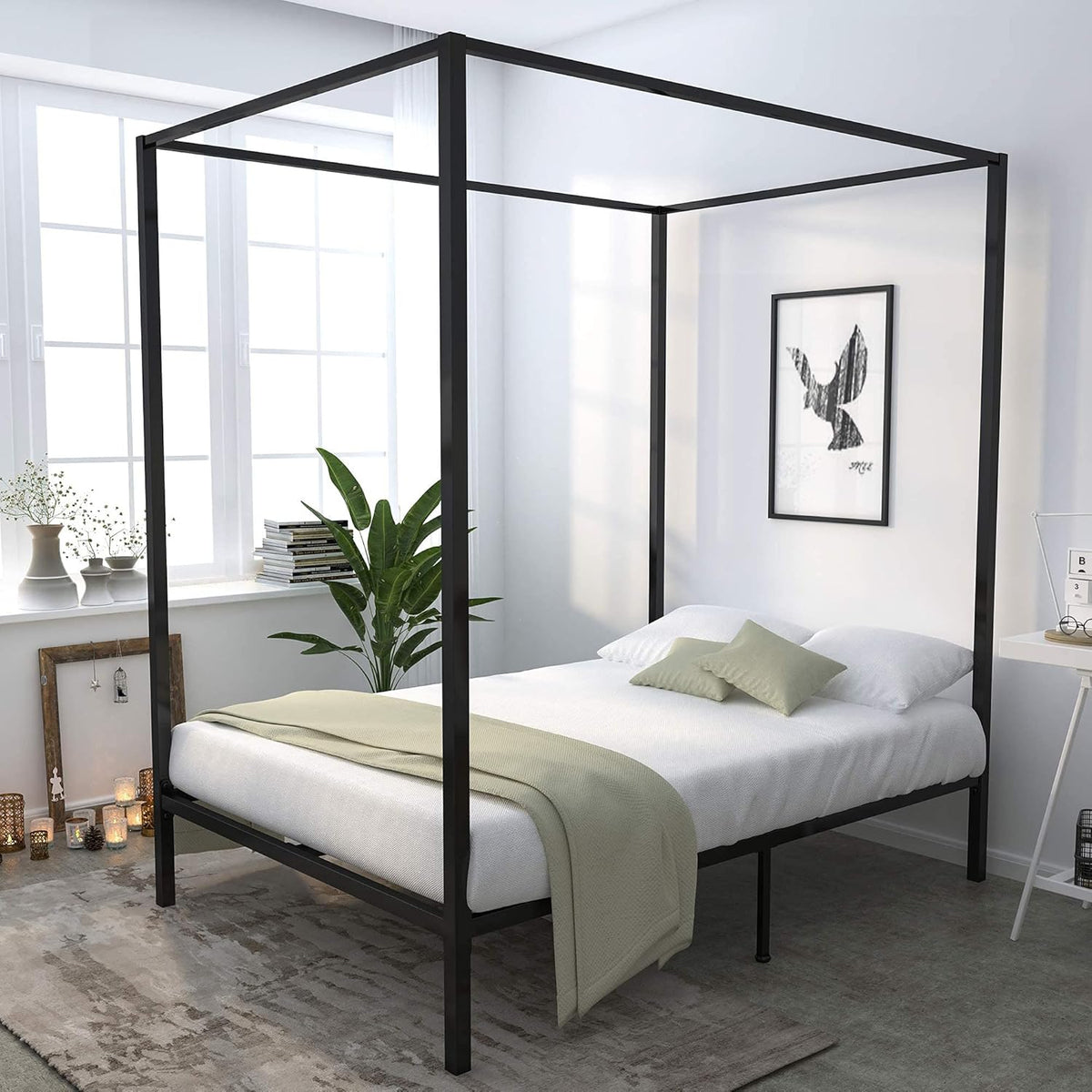 Queen Size Metal Canopy Bed Frame F821212