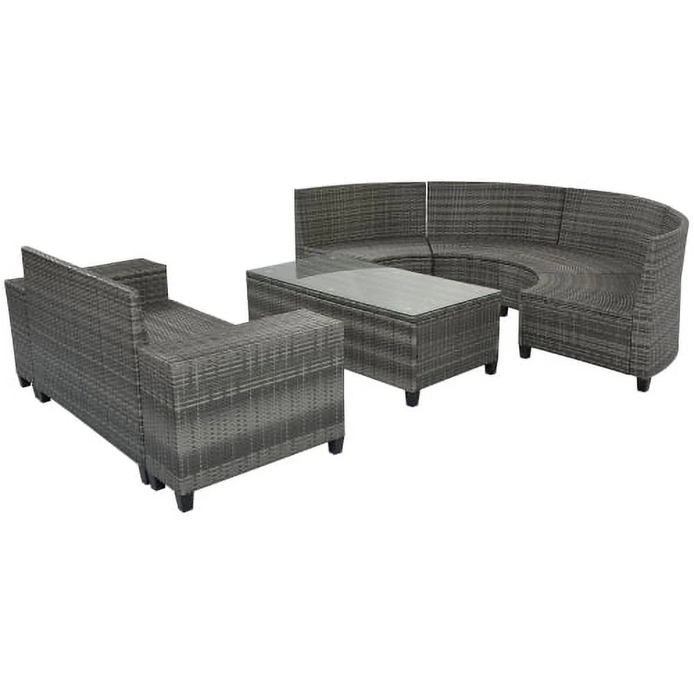 8 Pieces Outdoor Wicker Round Sofa Set with Coffee Table K318722