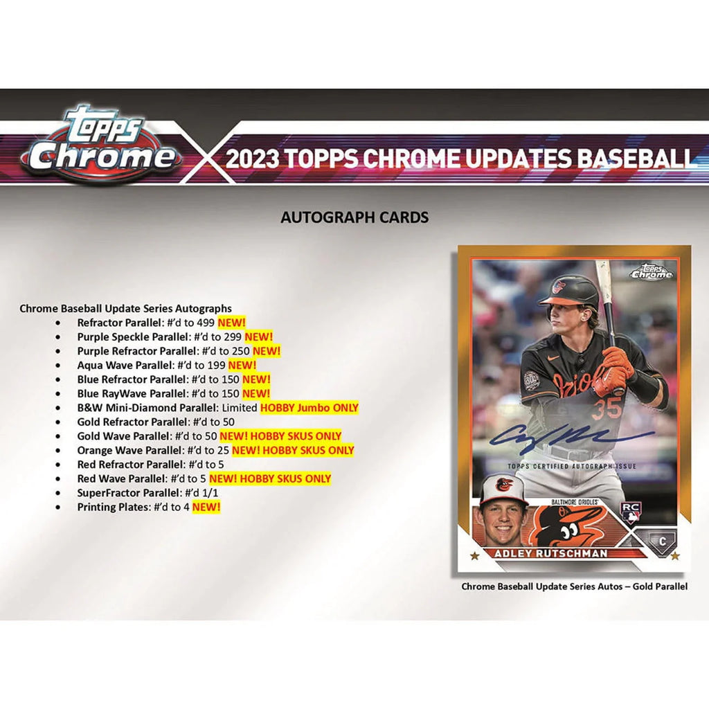 2023 Chrome Update Series Baseball Trading Card Hobby Jumbo Box R51618