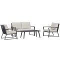 4 Pcs Patio Aluminum Conversation Outdoor Set with Center Table and Cushions U63612