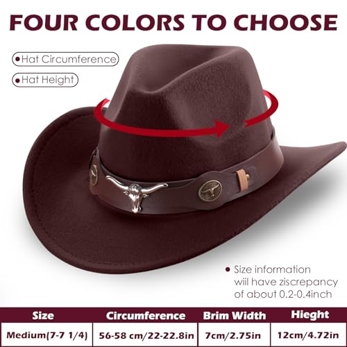 4 Pcs Felt Wide Brim Cowboy Hat N6085