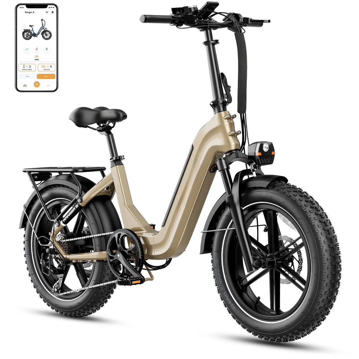 Folding Electric Bike with 48V 14.4AH Removable Battery, 20 x 4.0 Fat Tire Step-thru R6440