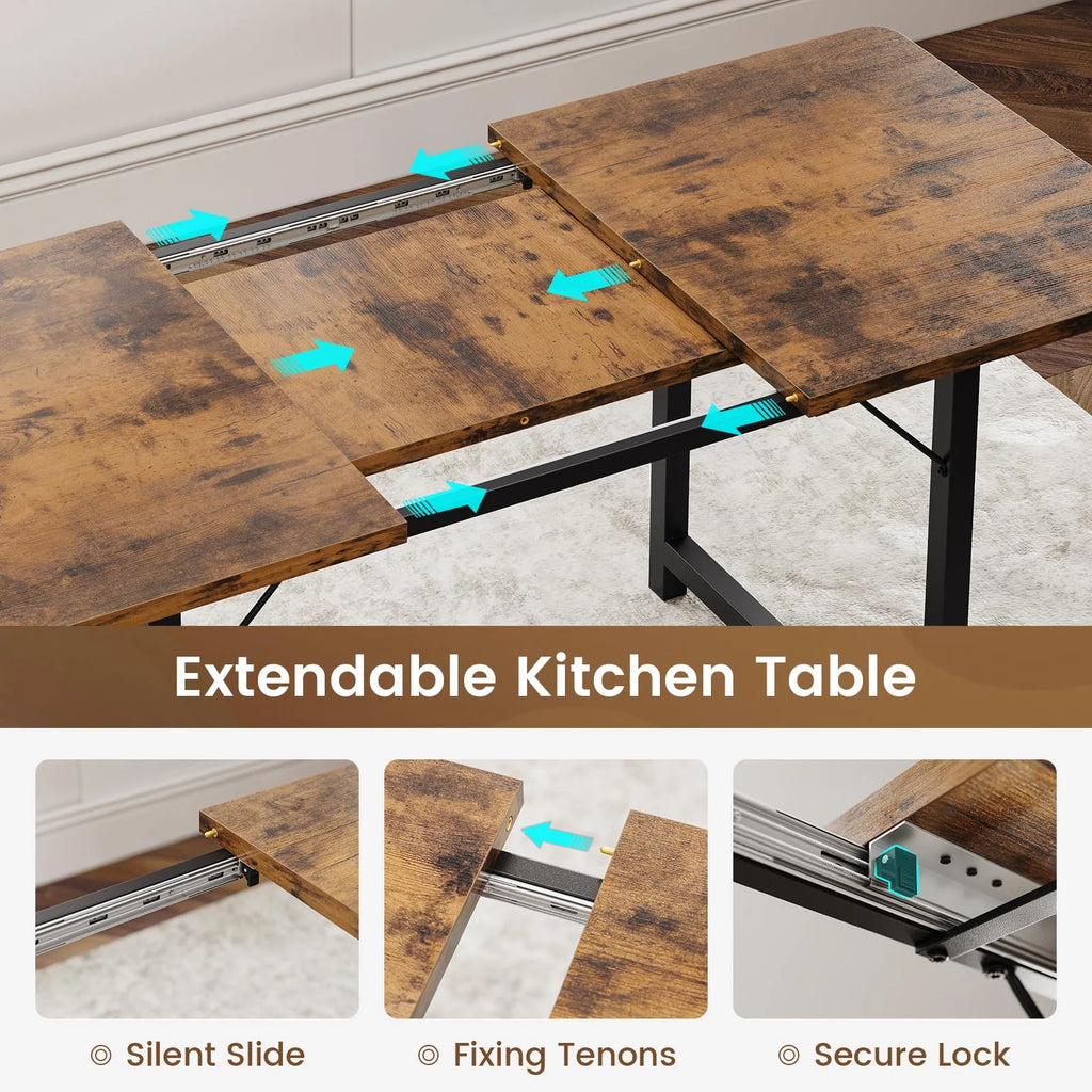 6 Piece Extendable Dining Table Set with Bench and 4 Stools O7265