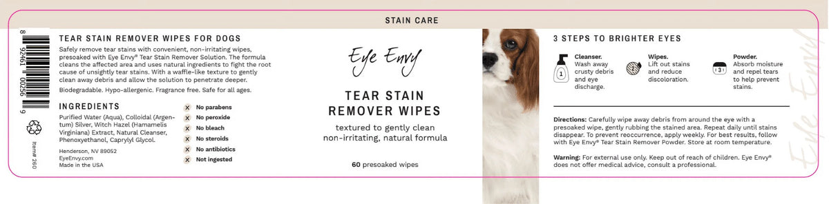 Tear Stain Remover Wipes 60 Count X648336