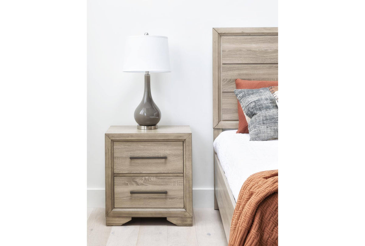 Grey Glass Brushed Nickel Table Lamp Q77740