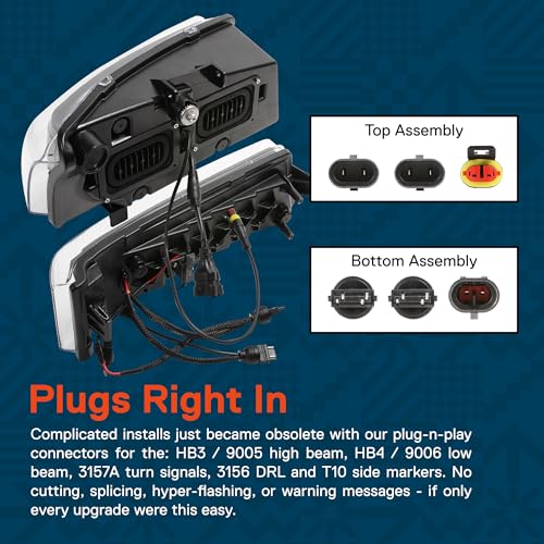 LED Headlight Assembly Replacement with Amber Sequential Turn Signal Projector B296