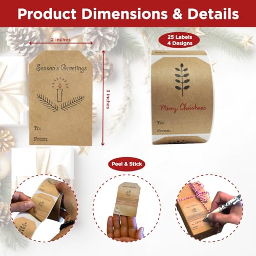 Christmas Gift Tags 2 x 3 25 Adhesive Labels I55021