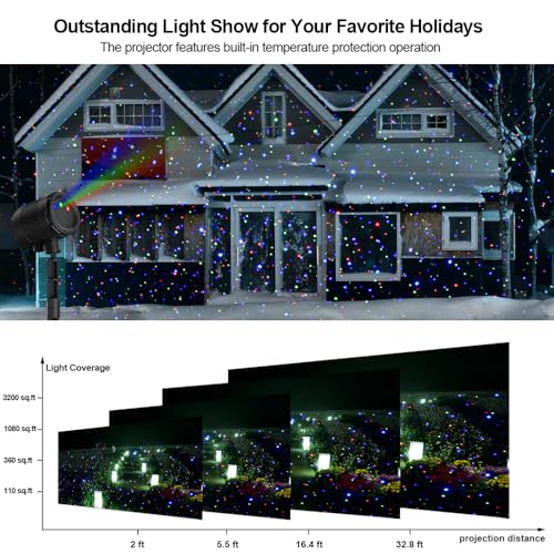 Outdoor Laser Lights, Moving RGB Projector Light Waterproof with Remote Control A441940