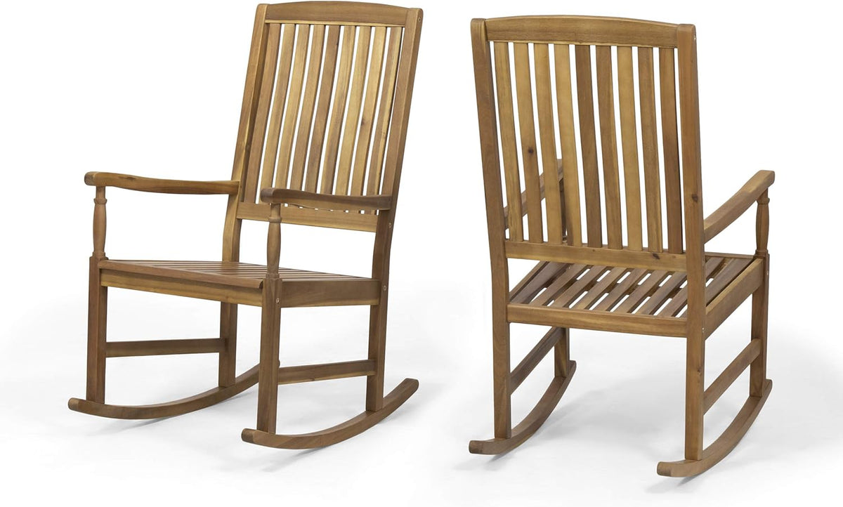 Acacia Wood Rocking Chairs Set of 2 Dark Gray Y2416