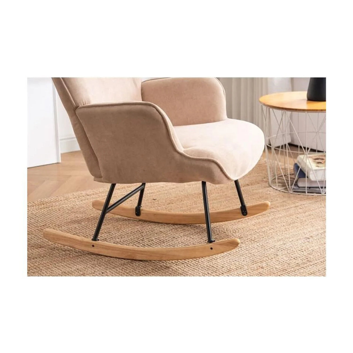 Beige Fabric Rocking Chair C219