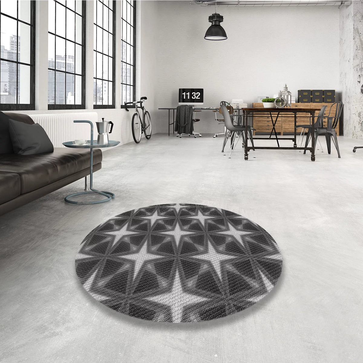 Dark Gray Black Patterned Area Rugs, 5' x 7' S745