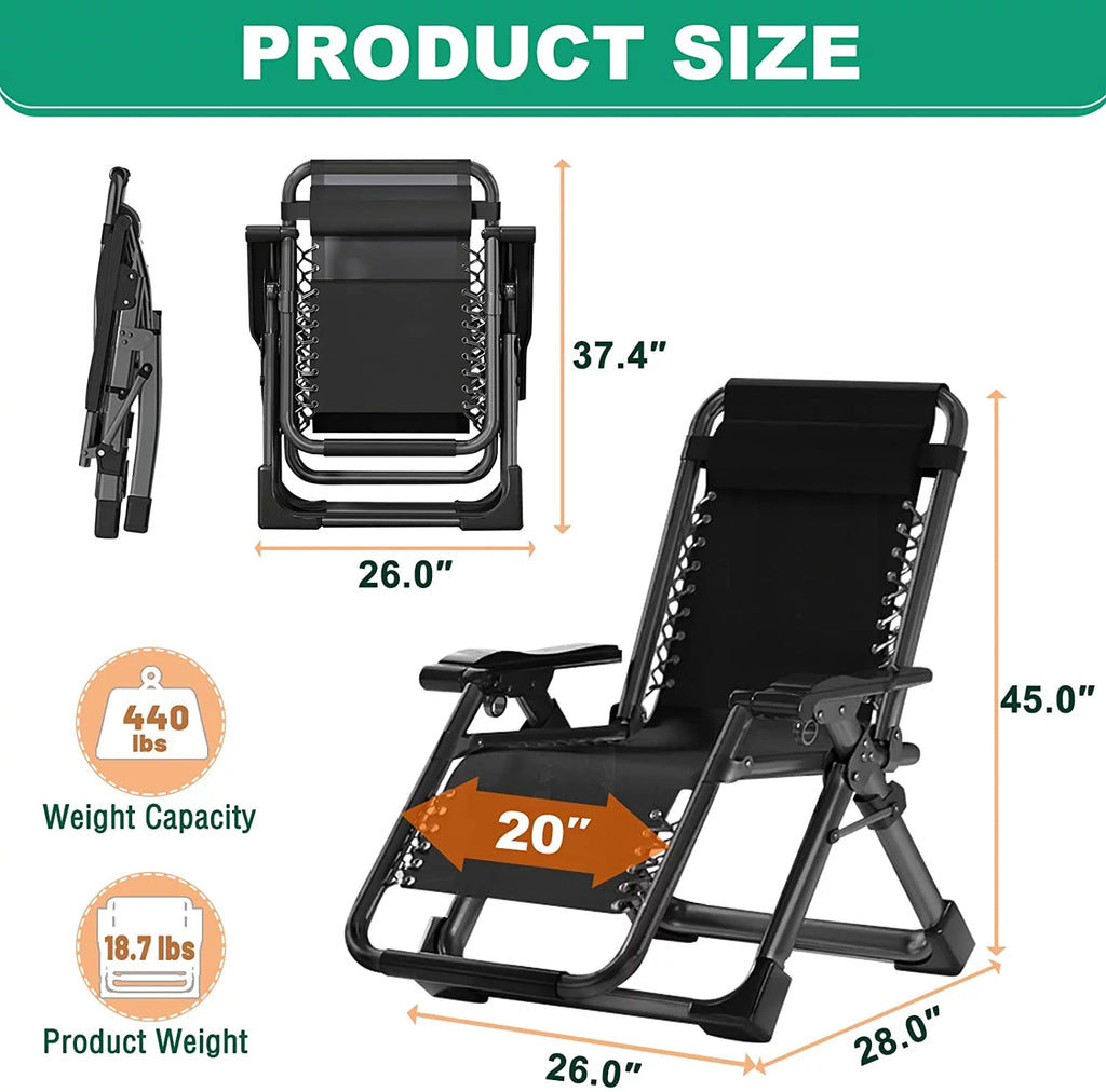 2 Pack Zero Gravity Chair with Removable Pillow and Cup Holder O671