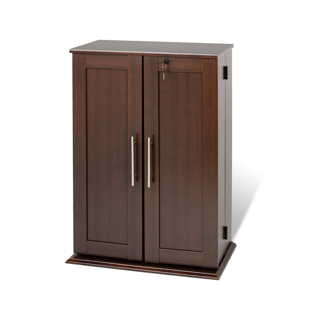 Locking Media Storage Cabinet with Shaker Doors, Espresso M49077