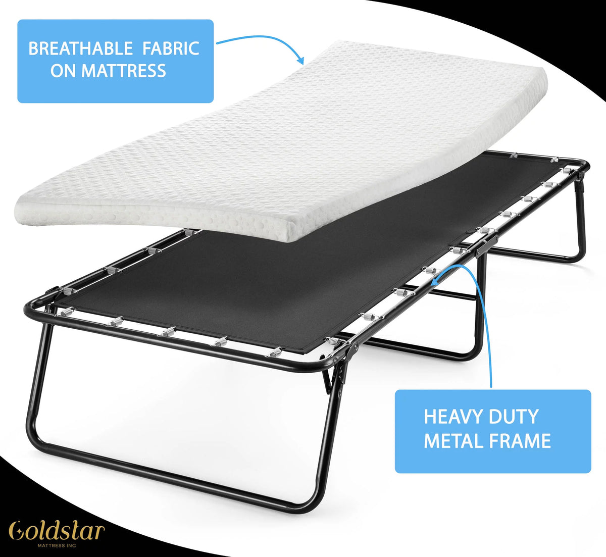 Black Twin Steel Folding Bed Z845991