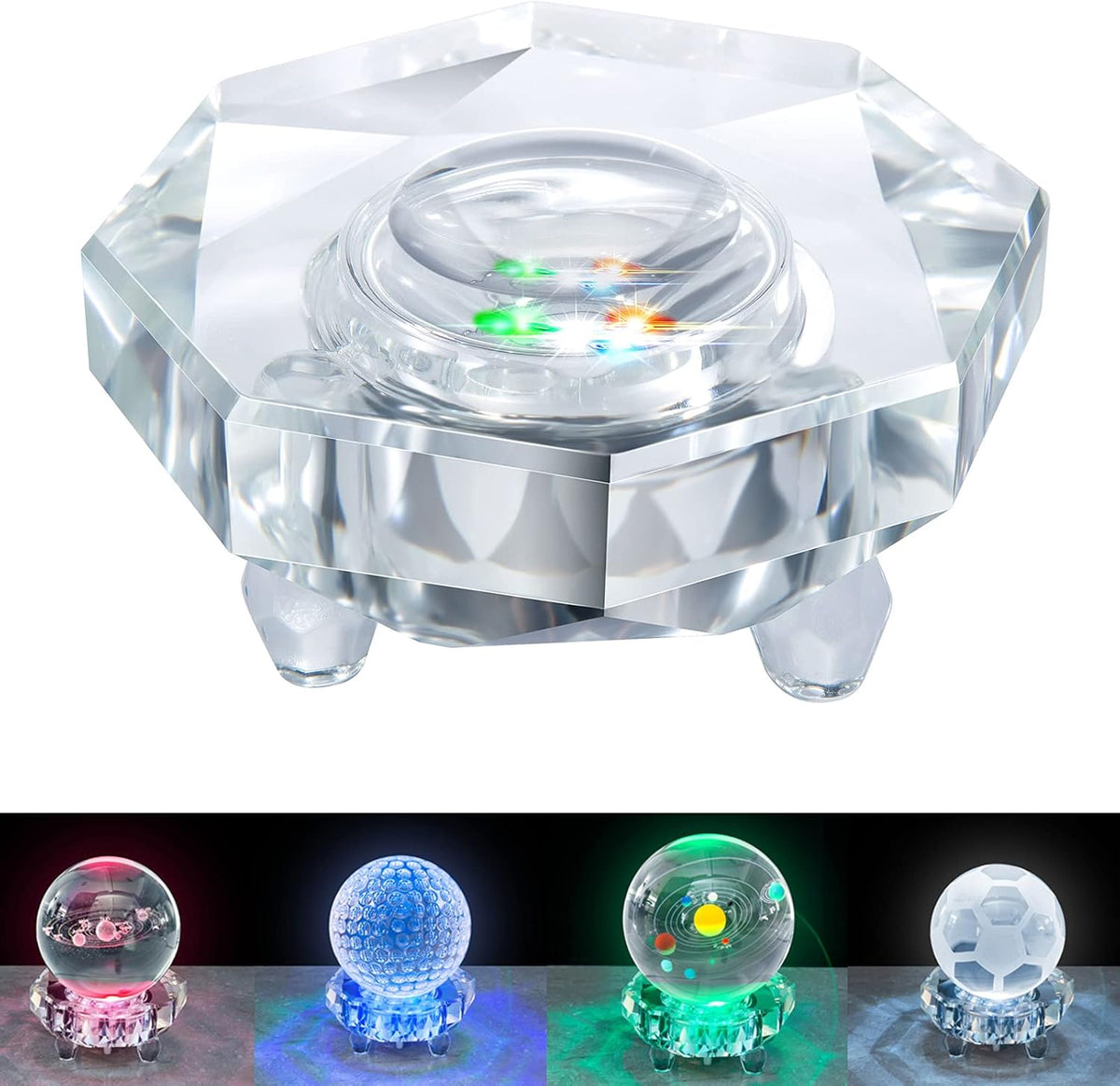 Crystal LED Light Base Multicolor Auto Flashing Pedestal W78526