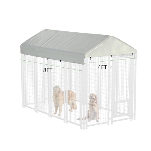 10' x 10' 600D Heavy Duty Waterproof Dog Kennel Top Cover Gray A74092