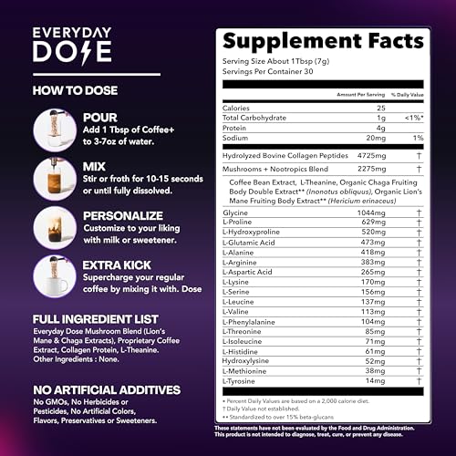 Mushroom Coffee with Collagen, Chaga, Lions Mane & L-Theanine 30 Servings H726