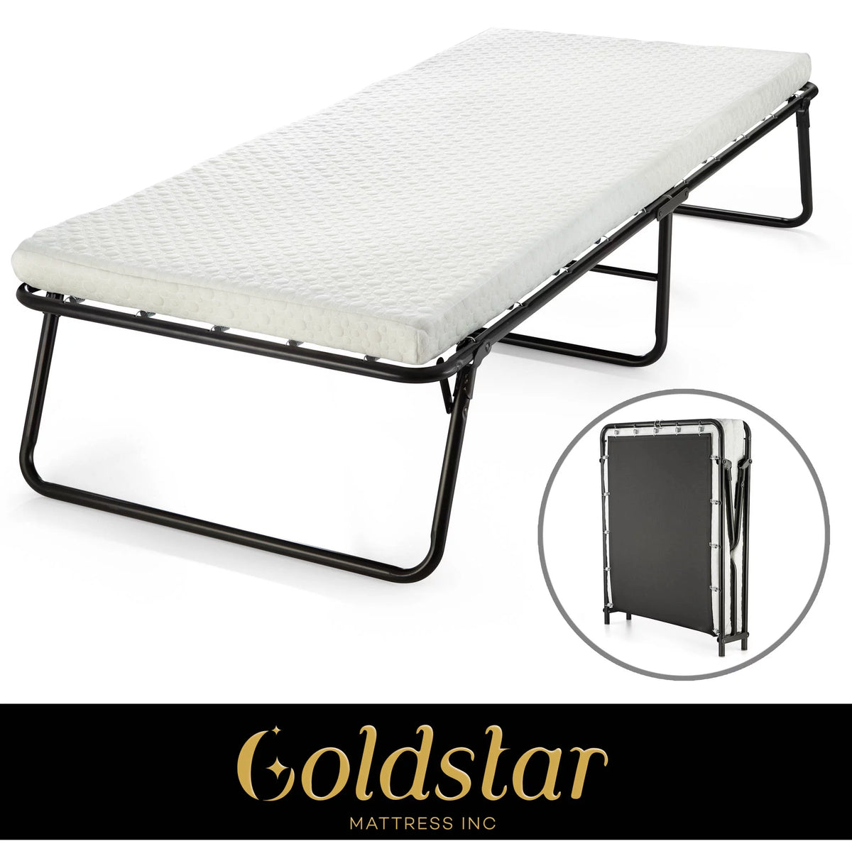 Black Twin Steel Folding Bed Z845991