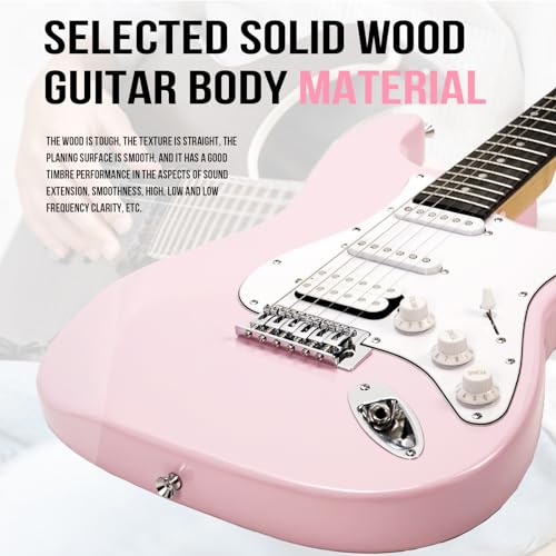 39 Inch Full Size HSS Pickups Electric Guitar Starter Kit with 15W Amp H5226
