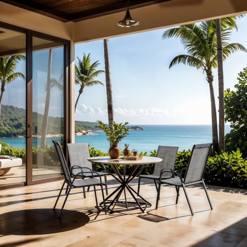 Grey Set of 4 Stackable Patio Dining Chairs S79536