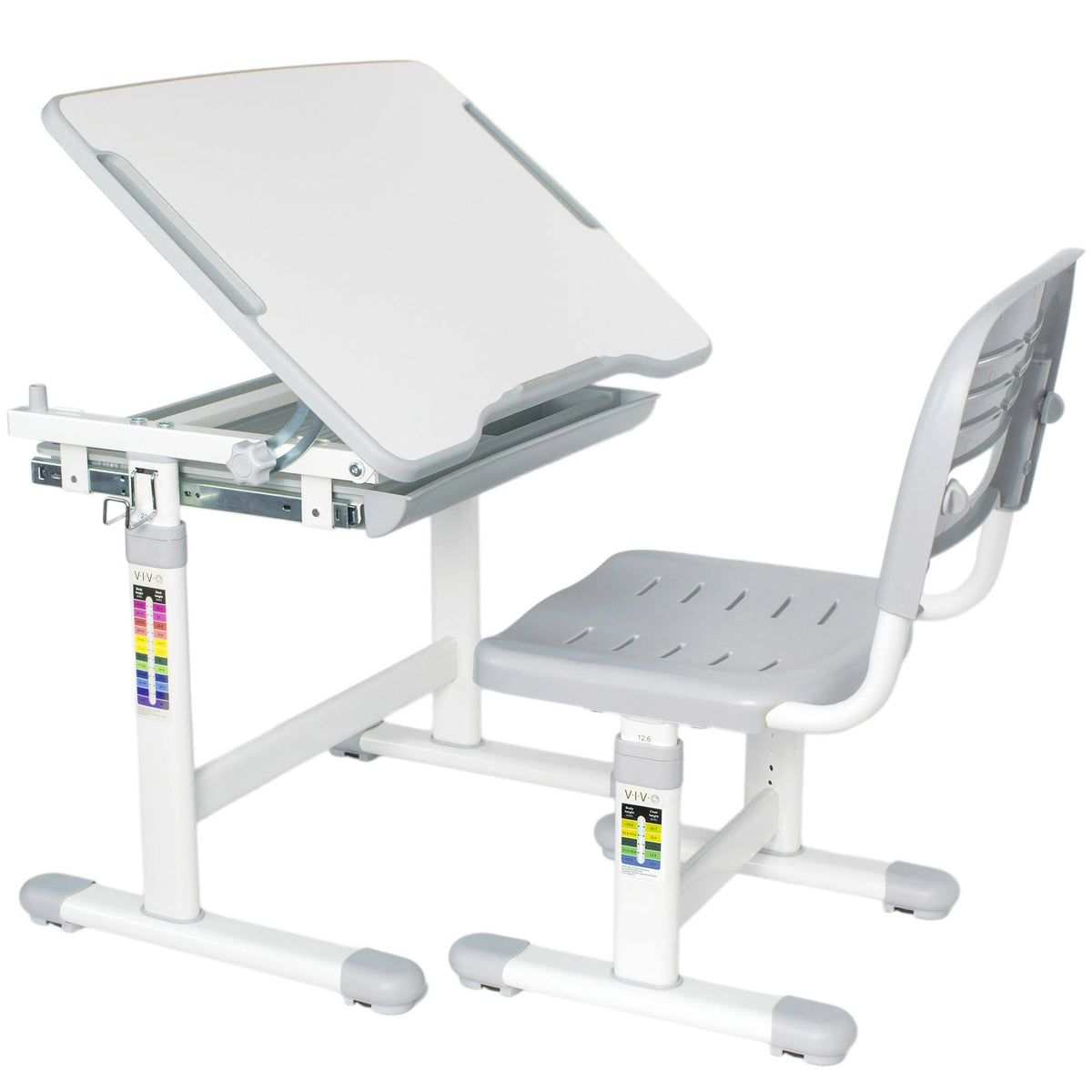 Height Adjustable Childrens Desk & Chair Grey R5222