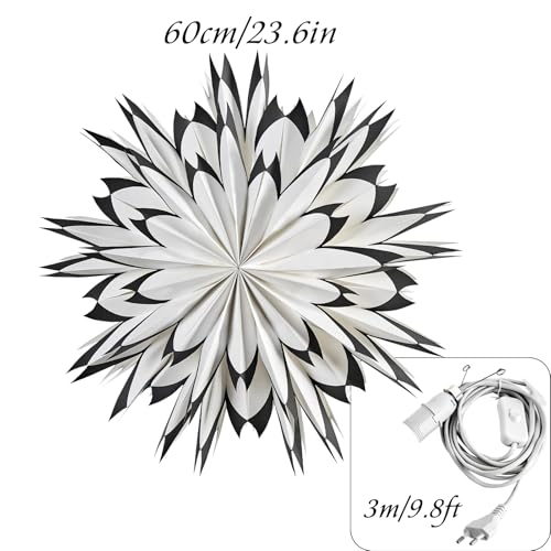3 Pcs 9-Pointed White Paper Star Lanterns 12 Inch Hanging Lampshade P474