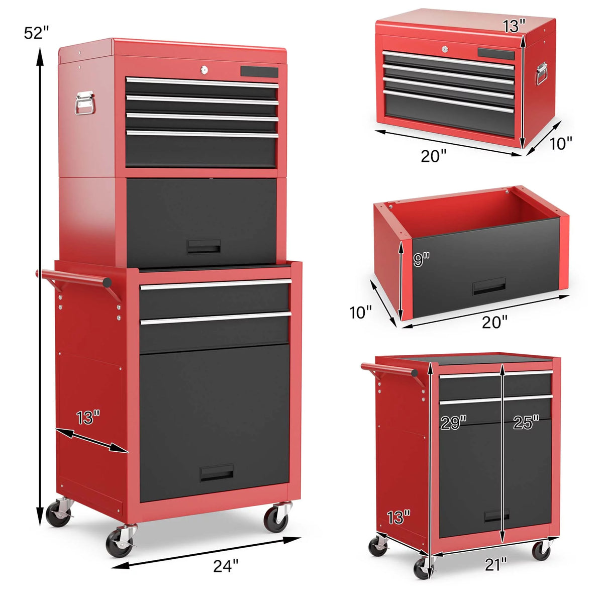 6 Drawer Rolling Tool Chest Storage Cabinet I659