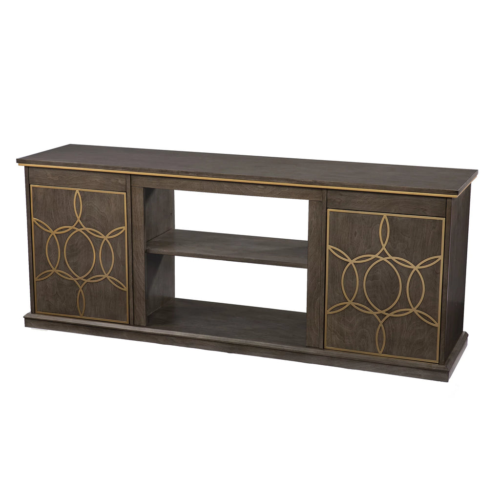 Brown and Gold Media Console with Storage M4847