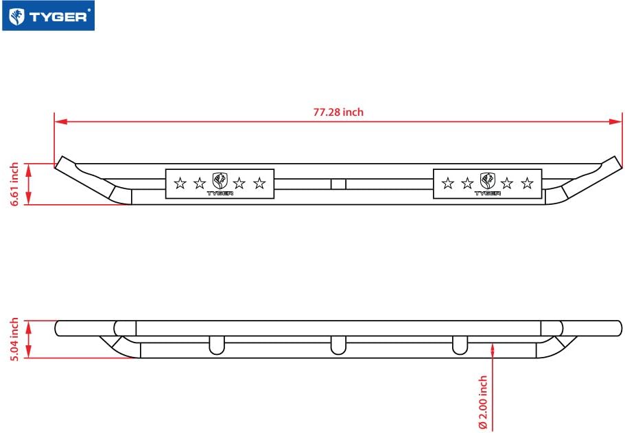 Textured Black Side Step Rails Nerf Bars Running Boards Z4294