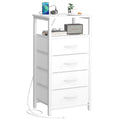 Night Stand with Charging Station, 4 Fabric Drawers and Storage Shelf Y69420