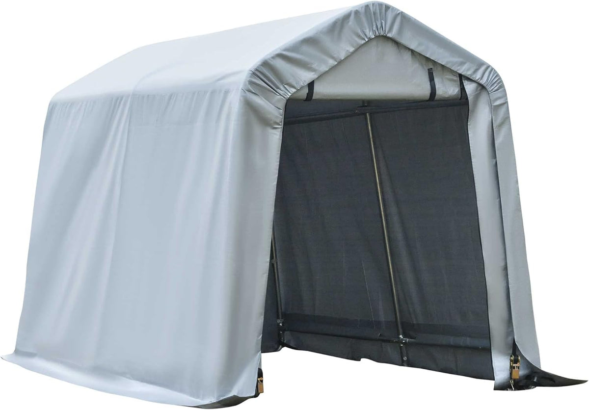 8'x6' Heavy Duty Outdoor Storage Shelter with Rollup & Zipper Door F636095