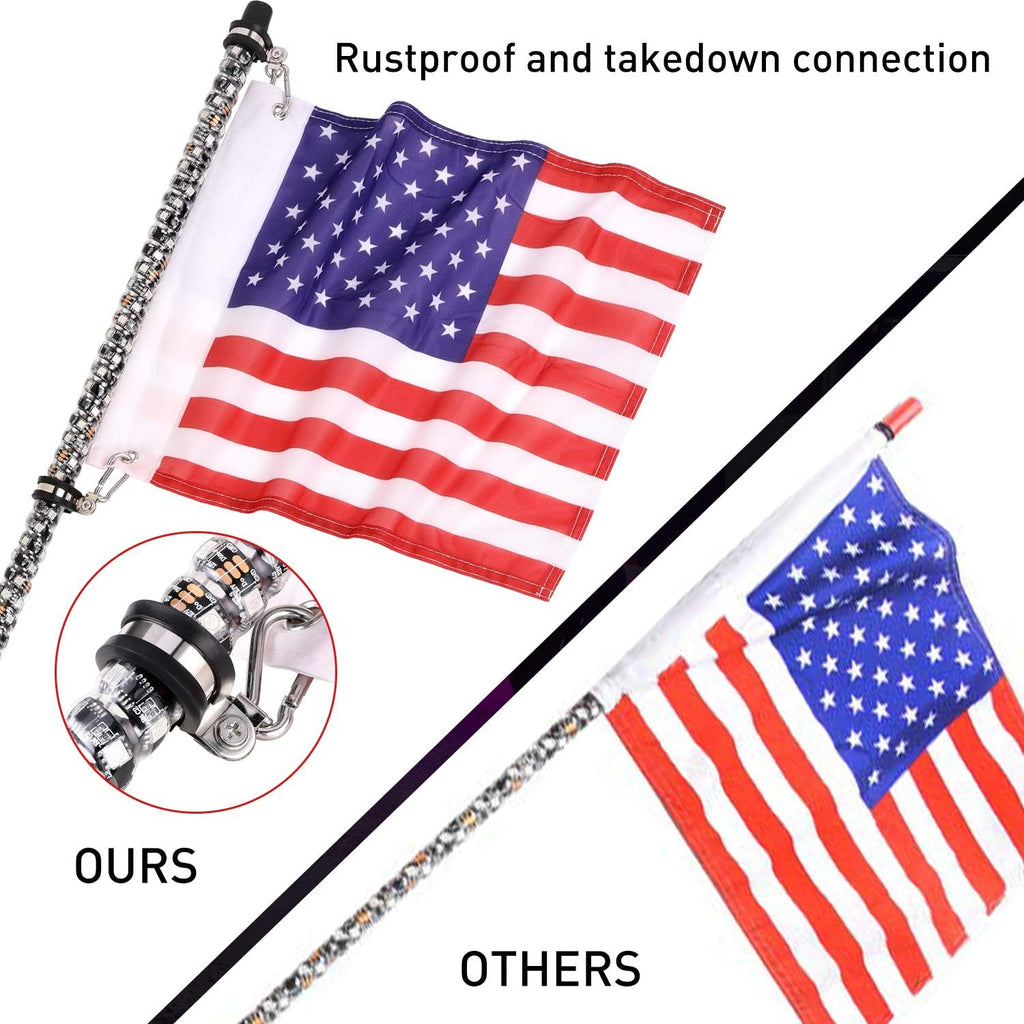 2PCS 5FT RGB LED Whip Lights with Flag K120