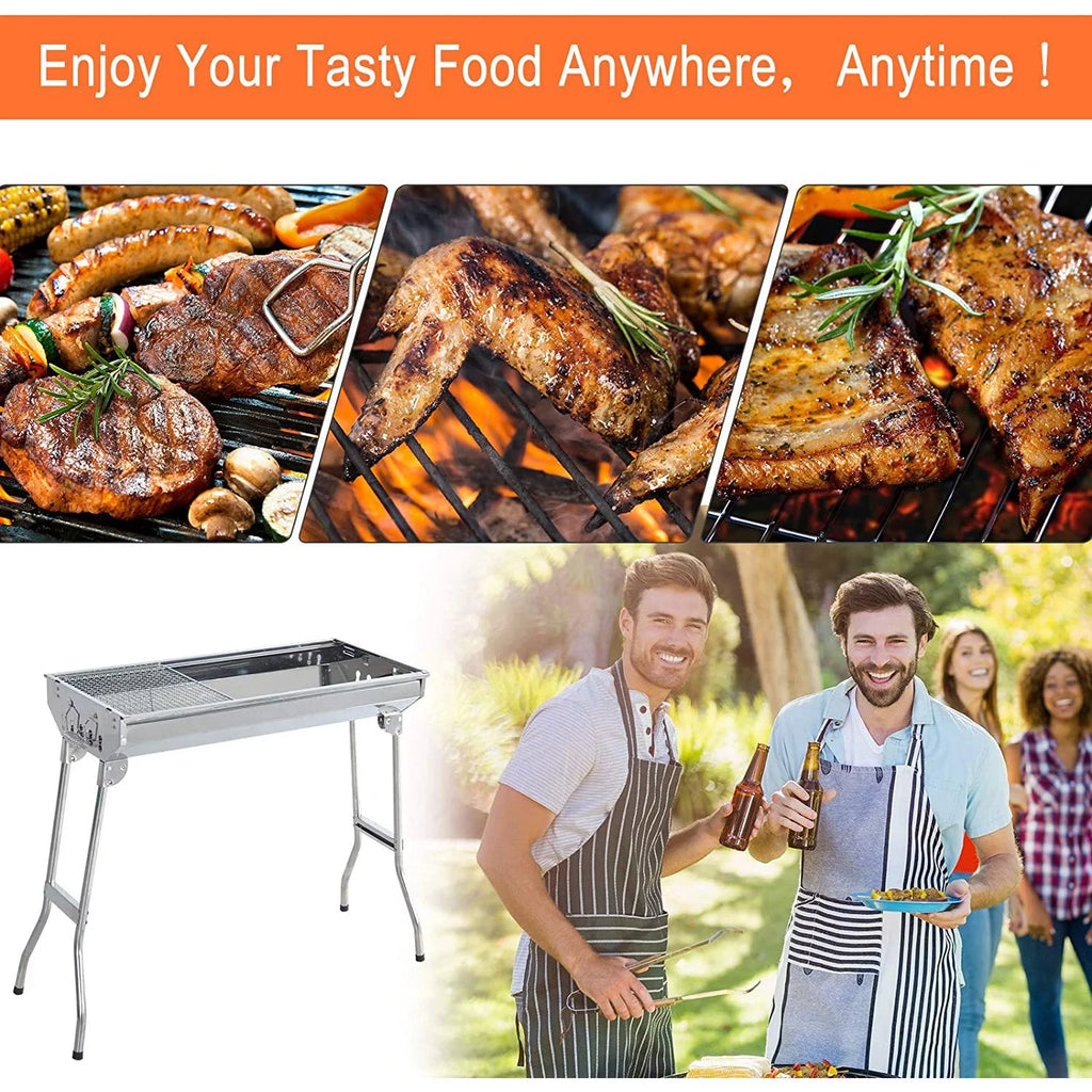 28" Stainless Steel Portable Folding Charcoal BBQ Grill Set K3481