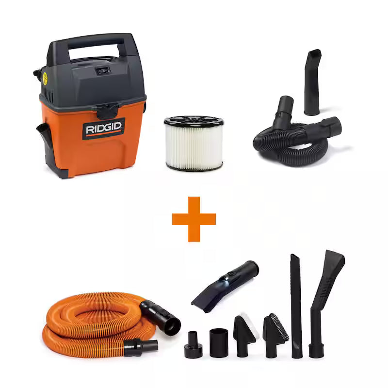 3 Gallon 3.5 Peak HP Portable Wet/Dry Shop Vacuum with Car Cleaning Kit F109274