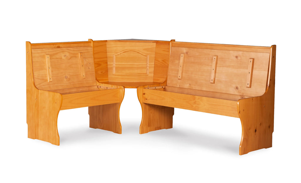 Corner Dining Nook with Storage, Seats 4, Natural Honey Finish Q133