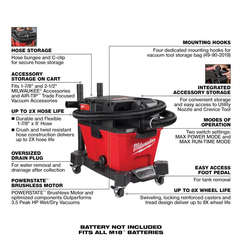 6 Gal. Cordless Wet/Dry Shop Vacuum with Battery and Charger Kit U9584