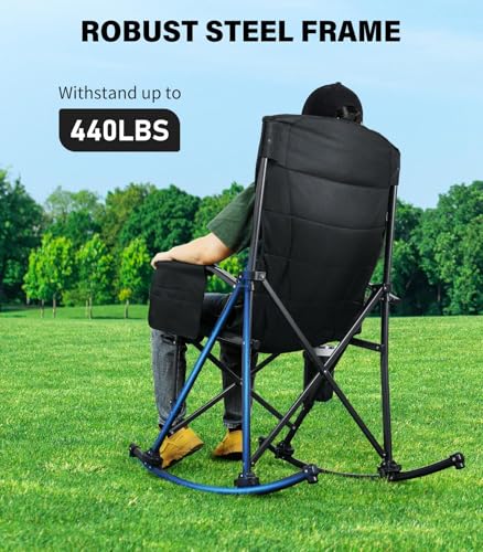 Folding Rocking Chair with Cup Holder & Side Pocket, Black M961391