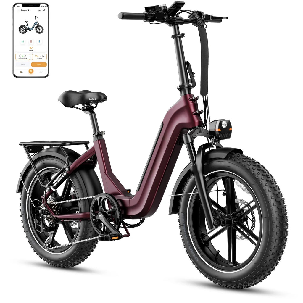 Folding Electric Bike with 48V 14.4AH Removable Battery, 20 x 4.0 Fat Tire Step-thru R6440