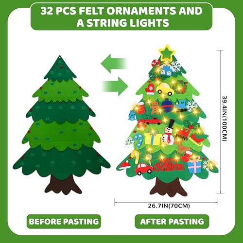 Felt Christmas Tree Set with 32pcs Ornaments W395158