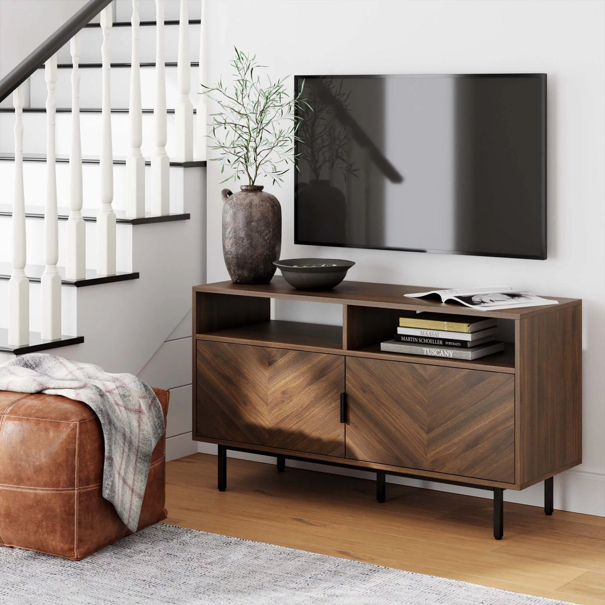Walnut Media Console with Storage I86633