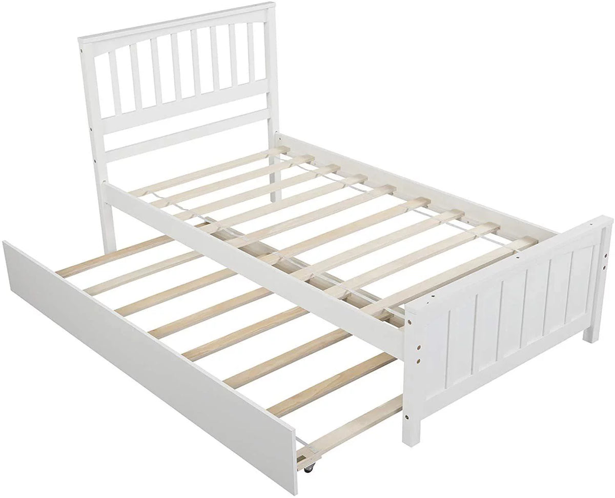 White Twin Size Wood Daybed with Trundle Q63840