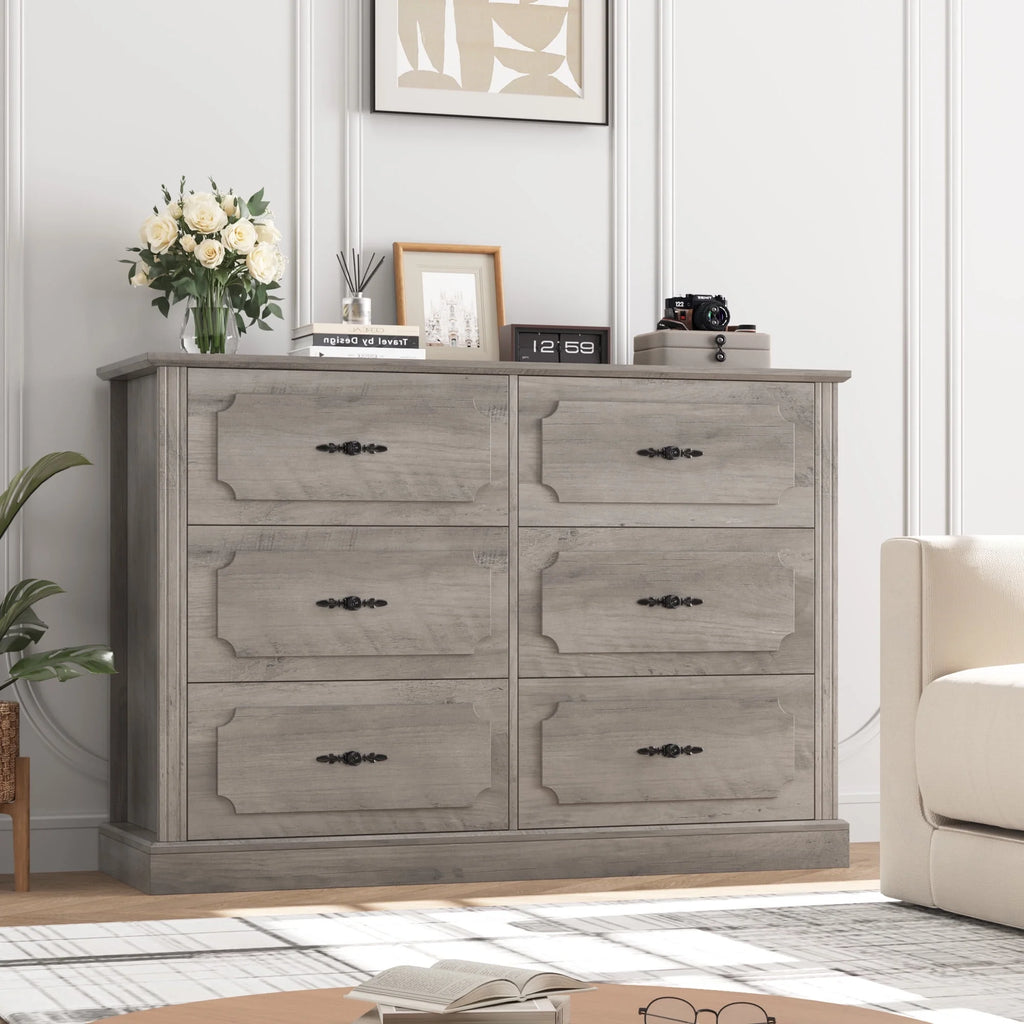 White 6 Drawer Wood Dresser L59840